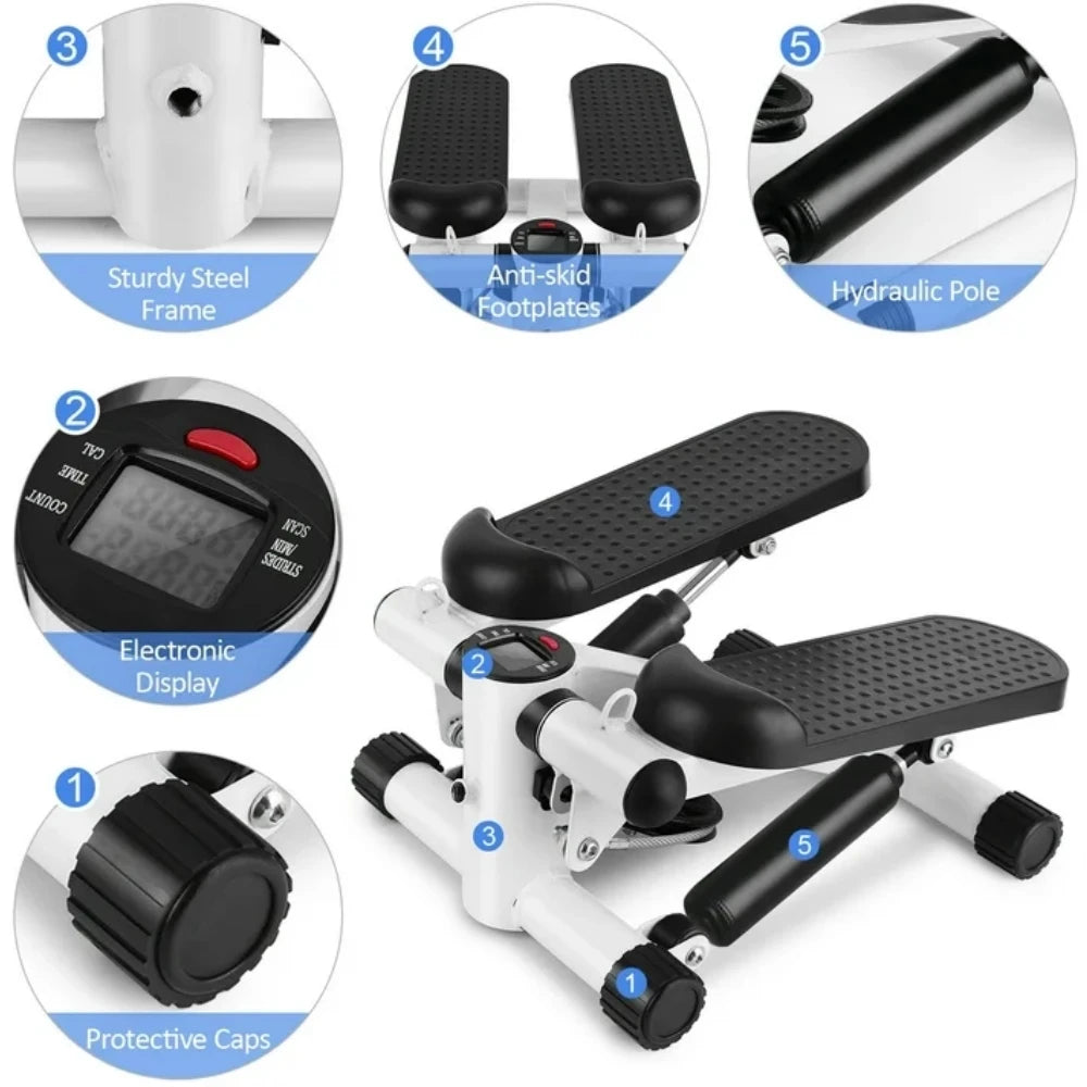 Mini Fitness Stepper with Resistance Bands & LCD Monitor