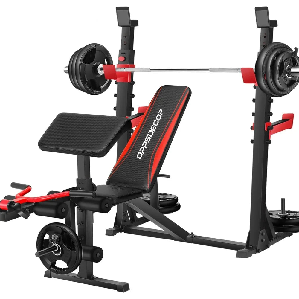 900LBS Weight Bench Set with Squat Rack – Full-Body Home Gym Bench