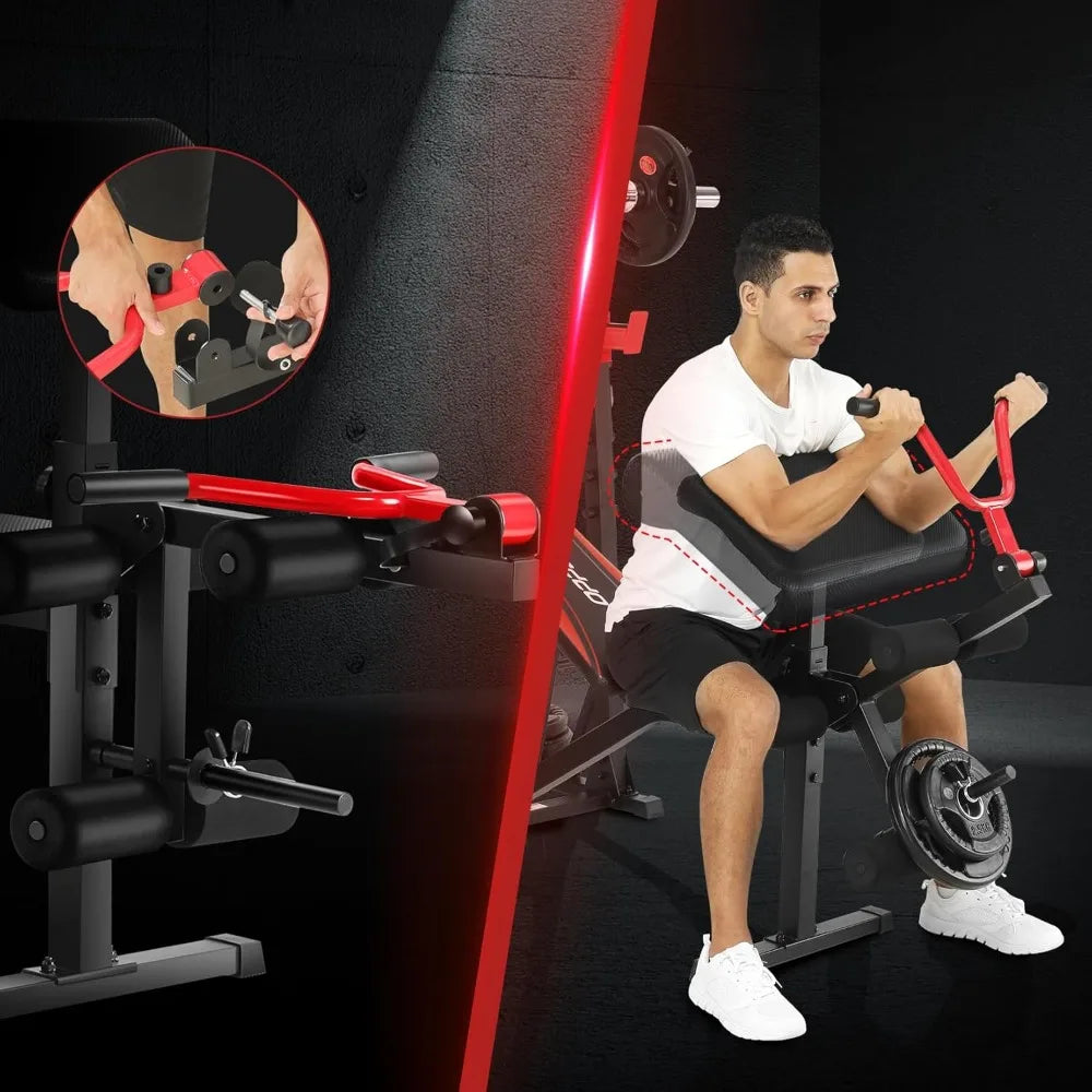900LBS Weight Bench Set with Squat Rack – Full-Body Home Gym Bench