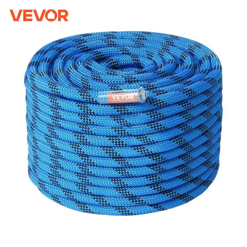 VEVOR 12.7mm Static Climbing Rope 125/150/200ft Outdoor Rock Climbing Rope 30KN Breaking Tension Fiber Rope w/ Steel Snap Hooks