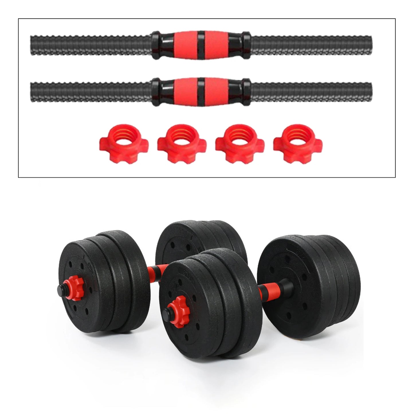 2Pcs Stainless Steel Dumbbell Bars Set for Home Gym