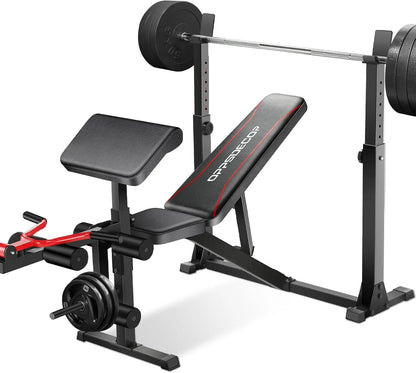 900LBS Weight Bench Set with Squat Rack – Full-Body Home Gym Bench