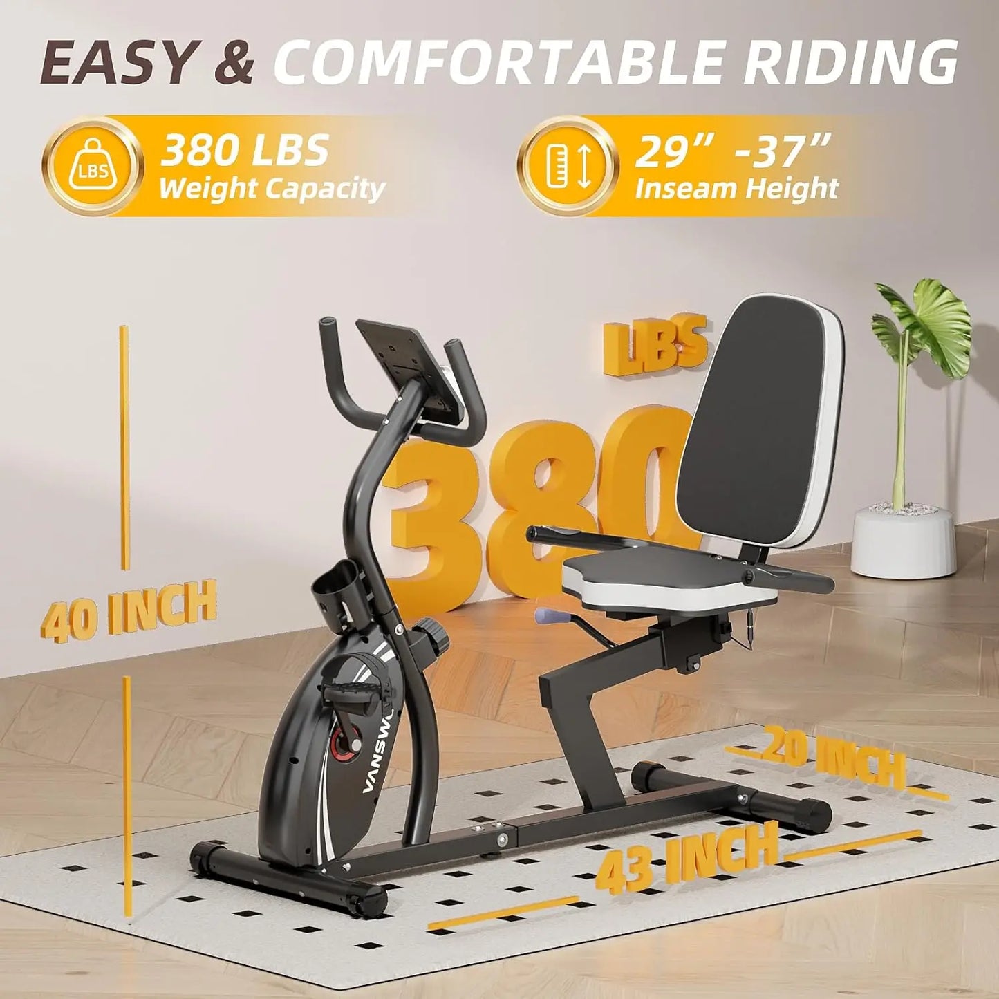 Recumbent Exercise Bike for Adults & Seniors – Magnetic Resistance