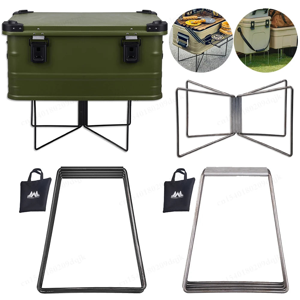 Camping Folding Cooler Box Stand Aluminum Alloy Ice Box Holder