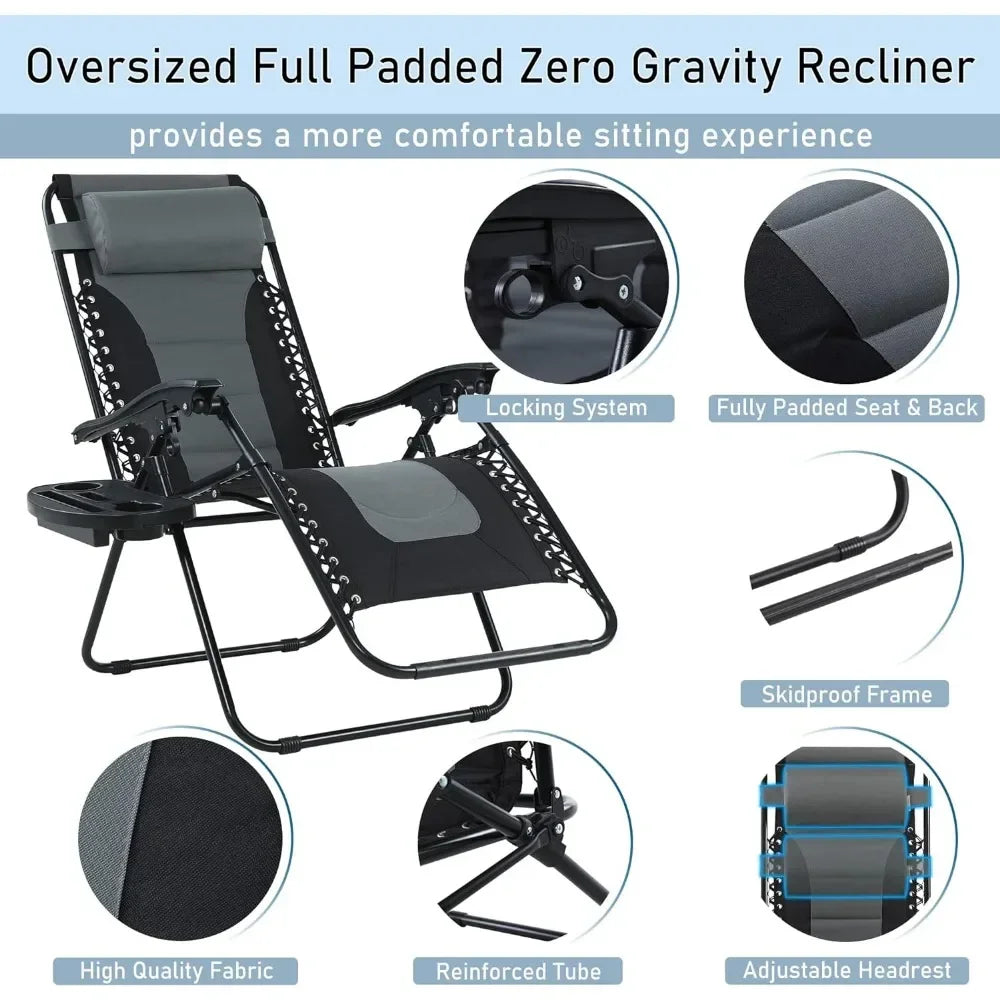 Folding Camping Chair 350 LBS Support Portable Grey