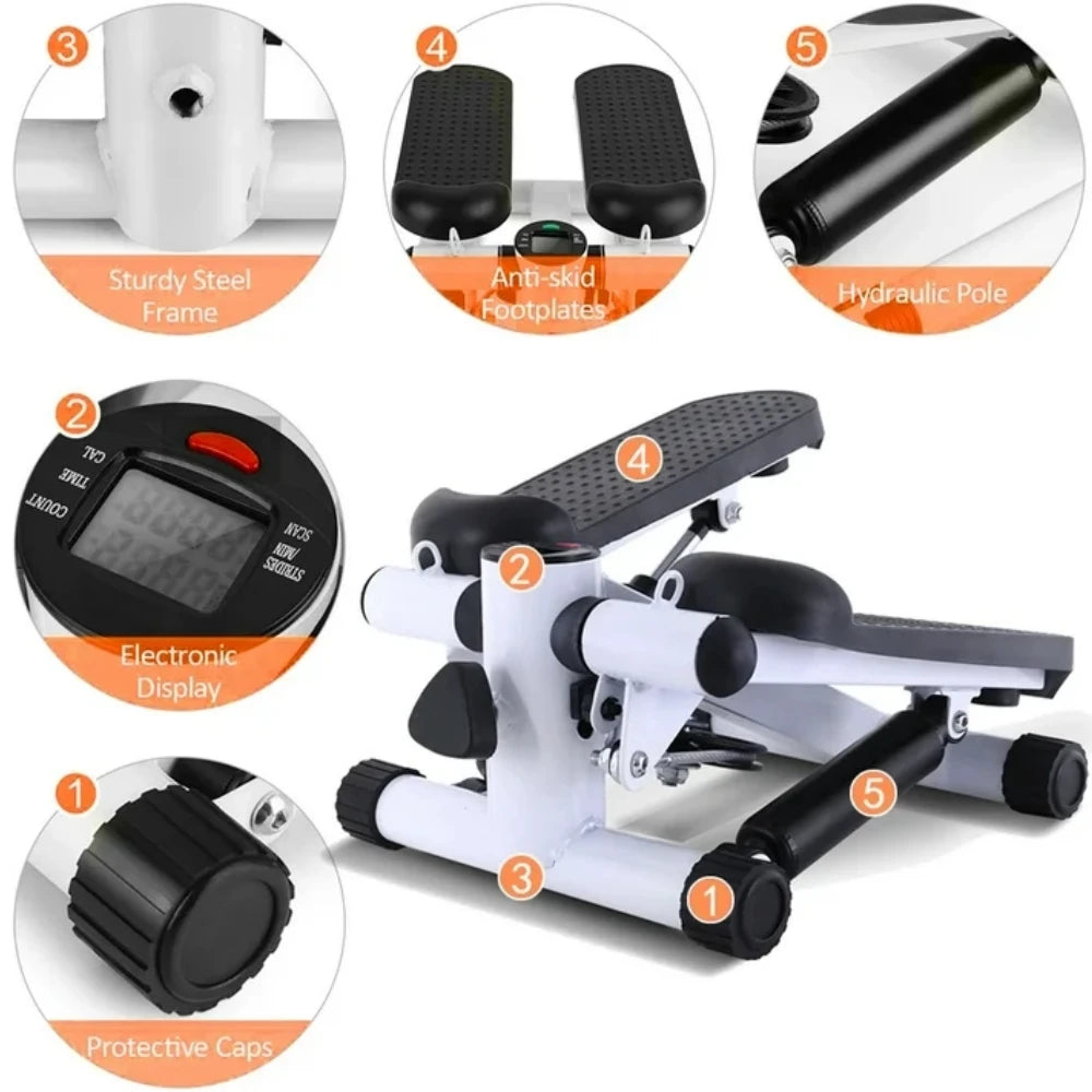 Mini Fitness Stepper with Resistance Bands & LCD Monitor