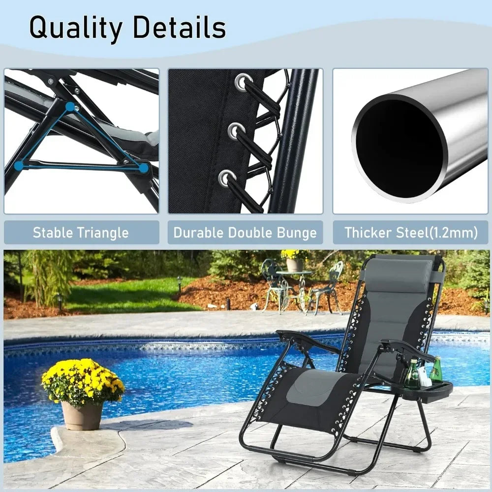 Folding Camping Chair 350 LBS Support Portable Grey