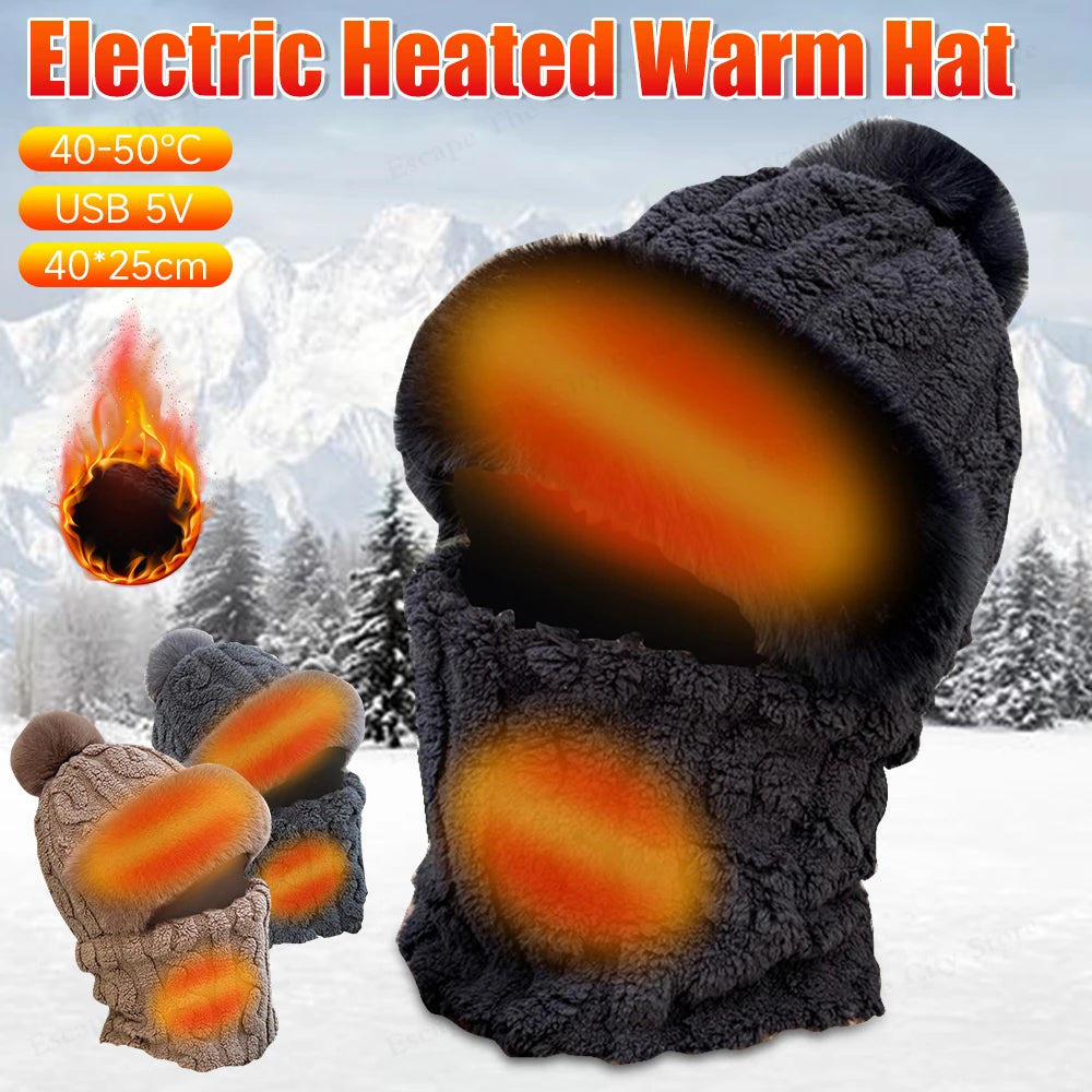 Electric Heating Hat Balaclava for Winter Cycling and Skiing