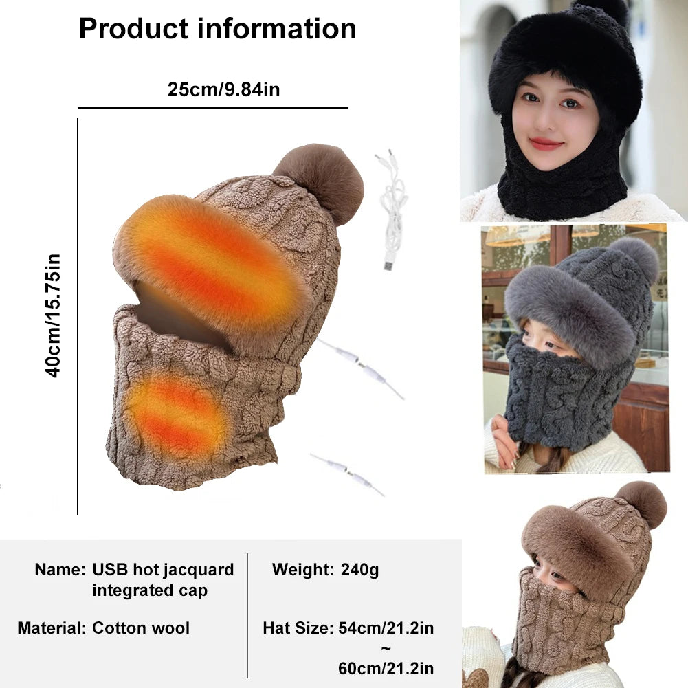 Electric Heating Hat Balaclava for Winter Cycling and Skiing