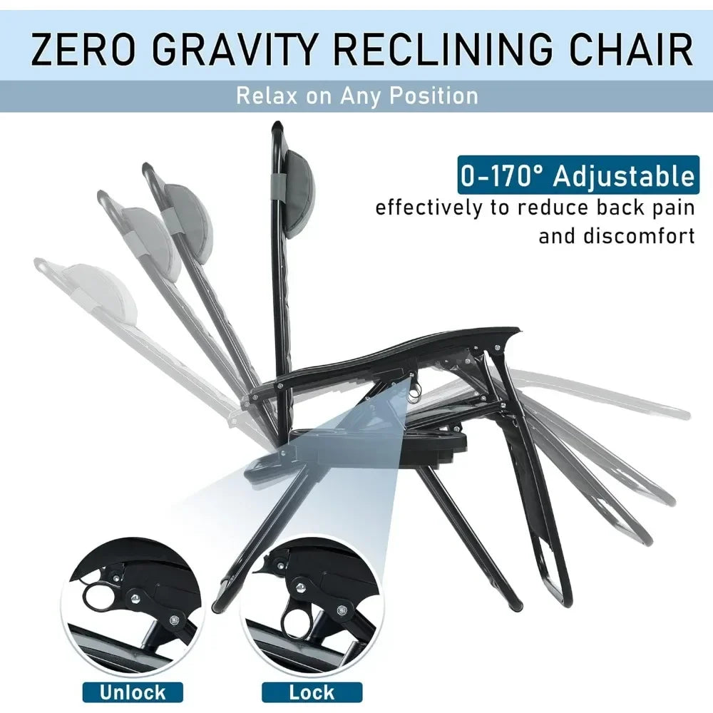 Folding Camping Chair 350 LBS Support Portable Grey
