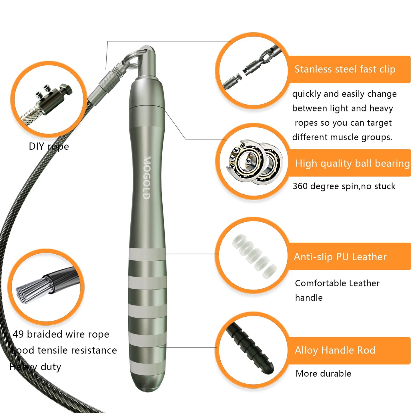 MOGOLD T45 Weight Skip Rope – Full Body Muscle Relaxation & Strength Training Tool
